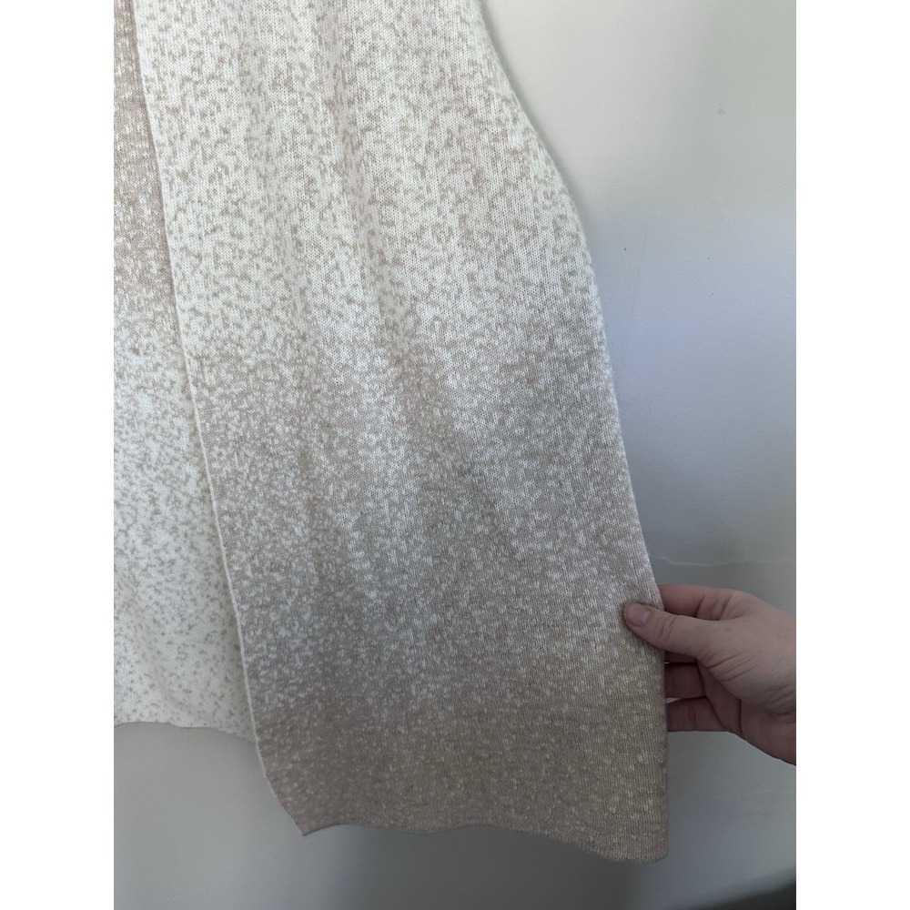 Cashmere/Merino Wool Blend Speckled Oatmeal Tan Cardigan Sweater Neutrals - Picture 5 of 15